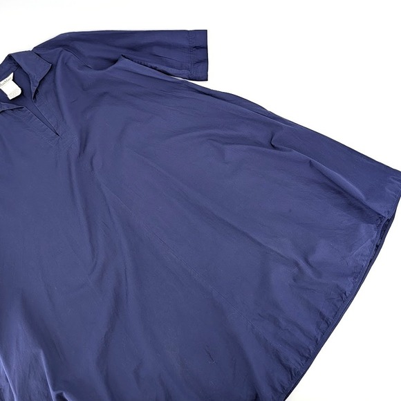 Max Mara Navy Blue Cotton Poplin Tunic Shirtdress Split Neck Pockets Sz 6 - Picture 5 of 8